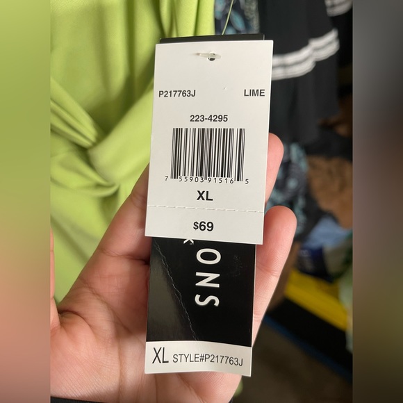 NWT  Perceptions Lime green XL stretchy dress summer - Picture 4 of 9